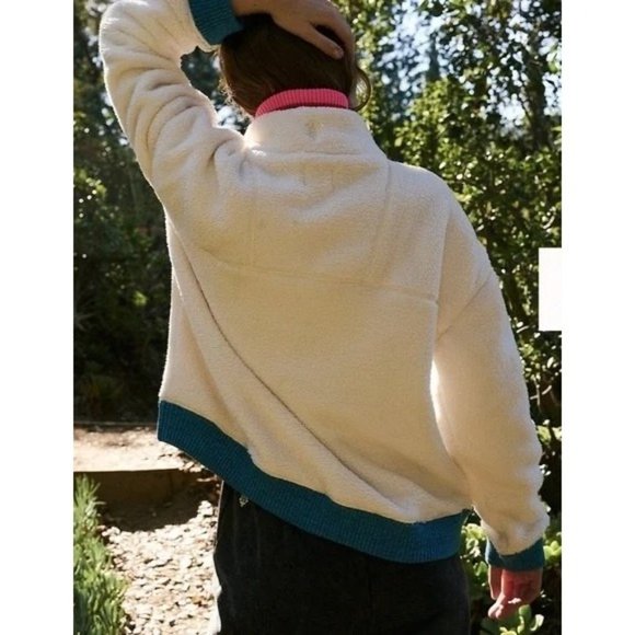 Free People FP Movement Over the Rainbow Fleece Pullover Sweatshirt Sz XL Teddy - Picture 4 of 10